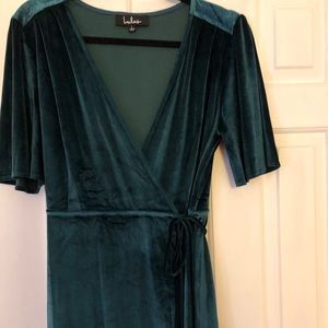 Lulu’s Green Velvet Wrap Dress